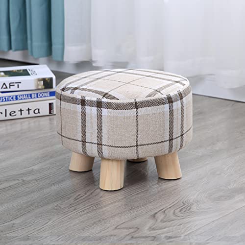 Runder Fußhocker aus Leinen mit gepolsterter Sitzfläche zum Tragen von Schuhen, Tragen von Schuhen, kleiner Hocker mit 4 Beinen für die Dekoration von Wohnzimmer und Schlafzimmer, 28 x 20 cm Runder Fußhocker aus Leinen mit gepolsterter Sitzfläche zum Tragen von Schuhen, Tragen von Schuhen, kleiner Hocker mit 4 Beinen für die Dekoration von Wohnzimmer und Schlafzimmer, 28 x 20 cm von FBHappiness