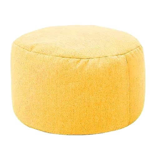 Runder Sitzsack-Fußhocker aus Leinen mit Füllung, Farbe Gelb, 30 cm Durchmesser mit Füllung, Farbe Gelb, 30 cm Durchmesser x 20 cm Höhe, ideal als Dekoration für Wohnzimmer oder Schlafzimmer von FBHappiness