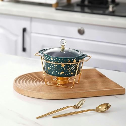 Rundes Chafing Dish Buffet-Set Unterglasur Keramik Buffet mit Glasdeckel und Bresur Keramik Buffet mit Glasdeckel und Brennstoffhalter Warmhaltetablett für Hochzeiten/Bankette, Schwarz, Weiß Rundes Chafing Dish Buffet-Set Unterglasur Keramik Buffet mit Glasdeckel und Bresur Keramik Buffet mit Glasdeckel und Brennstoffhalter Warmhaltetablett für Hochzeiten/Bankette, Schwarz, Weiß von FBHappiness