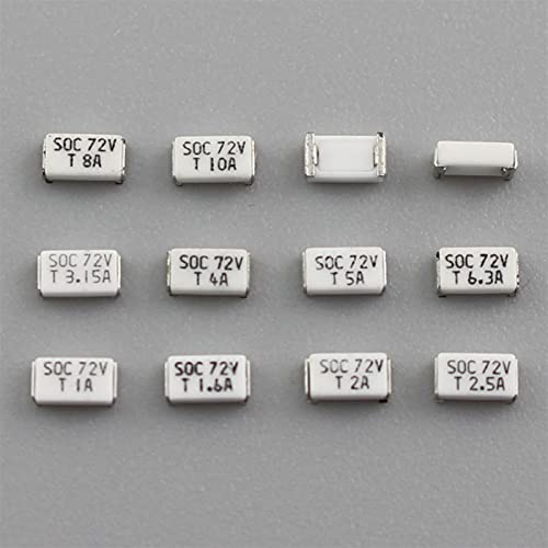 FBITE 10 Stück Micro Sicherung SOC SMD SMT 1206 72 V 11 CT T 1 A 1,6 A 2 A 2,5 A 3,15 A 4 A 5 A 6,3 A 8 A 10 A 72 V DC Langsamer Schlag 3216 Oberflächenmontage Schnellsicherung (Größe: 1 A) von FBITE