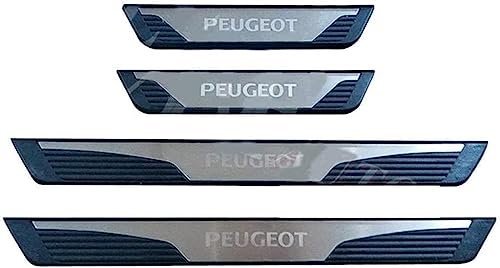 FBITE Auto Einstiegsleisten für Peugeot 207 208 307 308 2008 3008 408 508 4008 5008 2008-2021, 4 Stück Edelstahl-Türschwellen Aufkleber, Kratzfestes und Verschleißfestes Auto-Styling-Zubehör von FBITE