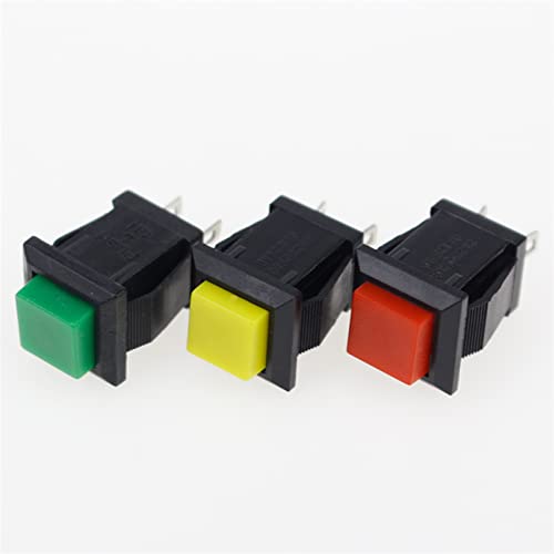 Wippschalter 6 STÜCKE ON-OFF Momentary/Rast Square Push ON Schalter 2A 250V/4A 125V AC Elektrischer Schalter DS-429 Elektronischer Schalter (Color : Red, Size : Locking) von FBITE