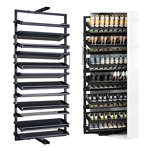 FBJAMZ Metall 360 ° drehbares Schuhregal für Kleiderschrank, schmales hohes dünnes Regal, vertikaler Regalorganisator für kleine Schlafzimmerschränke (12 Floors) von FBJAMZ