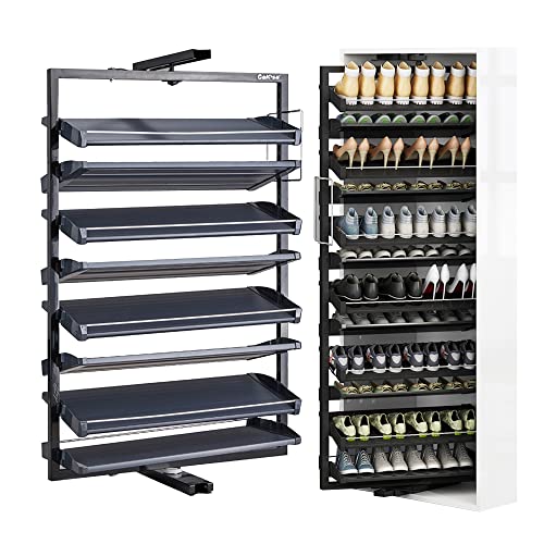 FBJAMZ Metall 360 ° drehbares Schuhregal für Kleiderschrank, schmales hohes dünnes Regal, vertikaler Regalorganisator für kleine Schlafzimmerschränke (8 Floors) von FBJAMZ