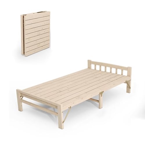 FBJAMZ Zustellbettgestell ohne Matratze aus Massivholz stabiles und tragfähiges platzsparendes Klappbett zur einfachen Aufbewahrung (196 * 80 * 54cm) von FBJAMZ