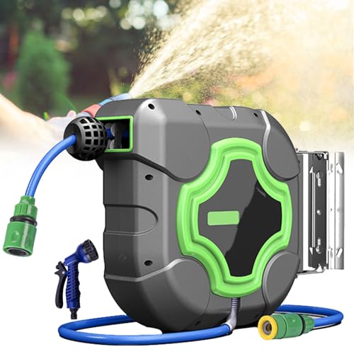 Teleskop-Gartenschlauchtrommel, Wandschlauchtrommel mit automatischer Aufwicklung, mit 180 ° schwenkbarer Halterung, zum Bewässern von Autowaschanlagen (10 Meters) von FBJAMZ