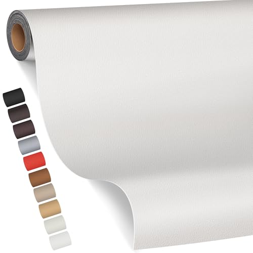 Leder kunstleder selbstklebend, 100 x 200cm Leder Reparatur Kit für Möbel, Sofa, Autositze, Taschen (Weiß) von FBKOQKU