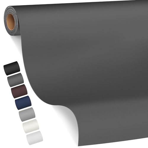 Kunstleder Selbstklebend, 80 x 200cm Leder Reparatur Set für Möbel, Sofa, Autositze, Taschen - Renovierung Kit (Glatt Schwarz Grau) von FBKOQKU