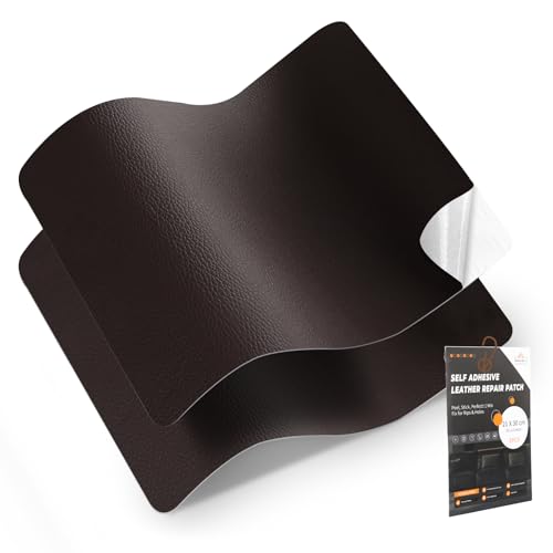 leder reparatur set, 30 x 21 cm-2er kunstleder selbstklebend,lederflicken selbstklebend für Möbel, Sofa, Autositze, Taschen, Leder Reparatur und Renovierung(Dunkelbraun) von FBKOQKU