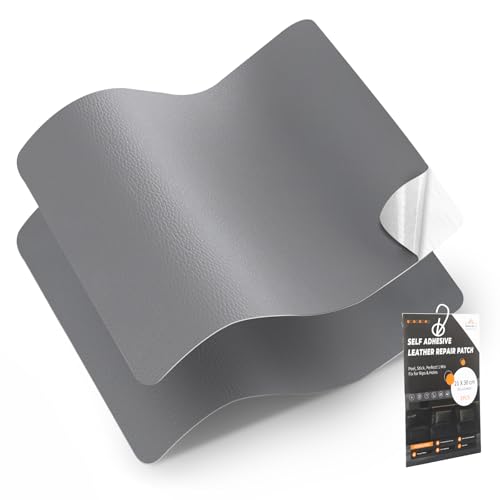leder reparatur set, 30 x 21 cm-2er kunstleder selbstklebend,lederflicken selbstklebend für Möbel, Sofa, Autositze, Taschen, Leder Reparatur und Renovierung(Dunkelgrau) von FBKOQKU
