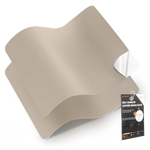 leder reparatur set, 30 x 21 cm-2er kunstleder selbstklebend,lederflicken selbstklebend für Möbel, Sofa, Autositze, Taschen, Leder Reparatur und Renovierung(Elfenbeingrau) von FBKOQKU