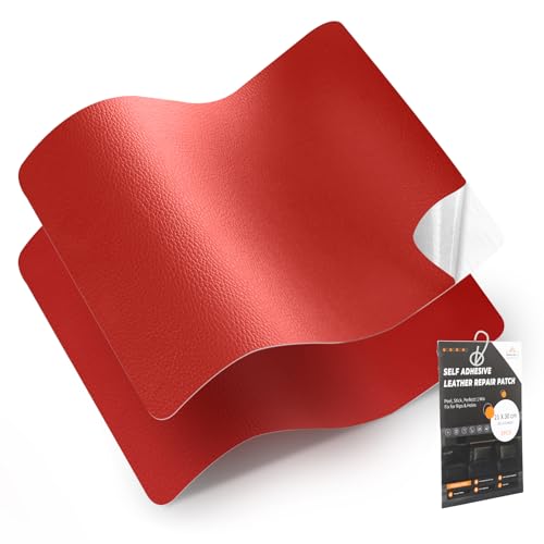 leder reparatur set, 30 x 21 cm-2er kunstleder selbstklebend,lederflicken selbstklebend für Möbel, Sofa, Autositze, Taschen, Leder Reparatur und Renovierung(Rot) von FBKOQKU