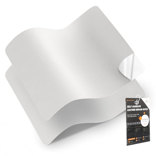 leder reparatur set, 30 x 21 cm-2er kunstleder selbstklebend,lederflicken selbstklebend für Möbel, Sofa, Autositze, Taschen, Leder Reparatur und Renovierung(Weiß) von FBKOQKU