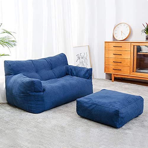 FBKPHSS Lazy Lounger Bean Bag Chair Cover, Bean Bag Sofas Protector ohne Füllung Bean Bag Chair Sofa Couch Cover mit Fußrastenabdeckung für Erwachsene,Royal Blue,63 * 74 * 115cm von FBKPHSS