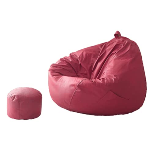 FBKPHSS Sitzsack Bezug Bag mit Hockerbezug + Wickeltasche, Sitzsack für Jugendliche ohne Füllmaterial Bezüge für Sitzsack,Rose red,100 * 110cm von FBKPHSS
