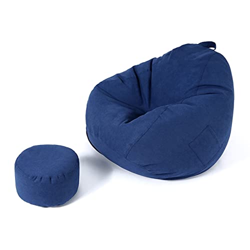 FBKPHSS Sitzsack Bodenkissen, Sitzsackbezug ohne Füllung mit Fußrastenabdeckung Samt Lazy Lounger Bean Bag Chair Cover für Gaming oder Entspannen,Royal Blue,90 * 100cm von FBKPHSS