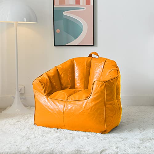 FBKPHSS Sitzsackbezug ohne Füllung, Wasserdicht Hoher Rücken Lazy Lounger Bean Bag Chair Cover Kunstleder Sofa Couch Cover für Erwachsene,Gelb von FBKPHSS