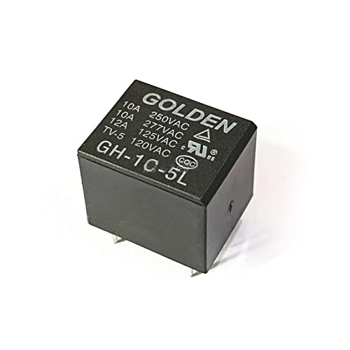 FBPQRCONS 5PCS Golden Relays GH-1C-5L GH-1C-12L GH-1C-24L 5PIN 10A 250VAC 5VDC 12VDC 24VDC Power Relay (Size : GH-1C-12L 12VDC) von FBPQRCONS