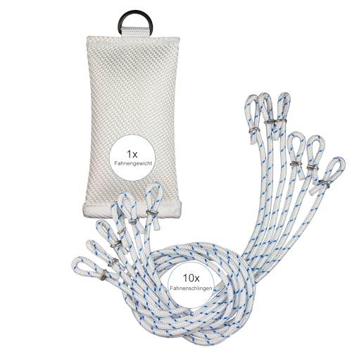 FBS Set aus 400g Fahnengewicht + 10 Fahnenschlingen für Fahnen und Fahnenmast mit Durchmesser bis 100mm (Set) von FBS
