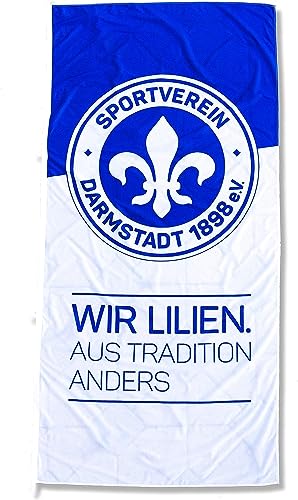 Sportverein SV Darmstadt 98 Fahne - Hissfahne Flagge mit Karabiner - Wir Lilien - 120x250cm - Original Lizenzprodukt von FBS