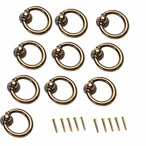 FBSHOP(TM) 10 Stück Antikes Messing Ring-Form Zink-Legierung Möbelknauf/ Möbelknopf /Türknauf /für Küchenschränke, Schränke, Kleiderschrank, Schublade, Anrichte, Möbel Hardware von FBSHOP(TM)