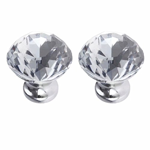 FBSHOP(TM) 30MM 2PCS Transparent Möbelknopf Diamant Kristall Möbelknöpfe Moebelgriffe Möbelknauf Schubladengriff Türknauf Türgriffe Schrankgriff von FBSHOP(TM)