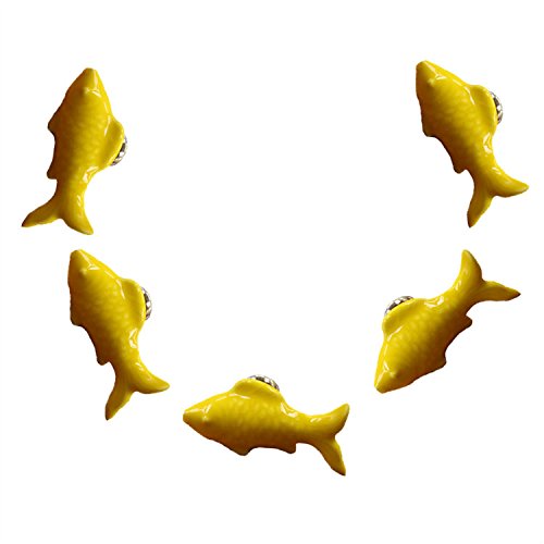 FBSHOP(TM) 5PCS Gelb Nette Fisch Form Keramik Türknauf Griff Pull Baby-Kind-Möbel Schubladengriffe Schrank Schubladengriffe Türgriffe MöbelKnopf mit Schrauben von FBSHOP(TM)