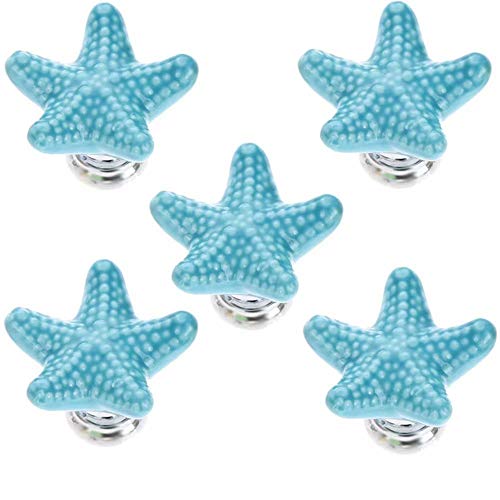 FBSHOP(TM) 5pcs 34 mm Neu BlauKreative Schöne Starfish Form Keramik Möbelgriffe Möbelknauf Möbelknopf Tür der Schublade,Schrank, Kleiderschrank,Schlafzimmer-Kinder TürKnopf Schrauben Set von FBSHOP(TM)