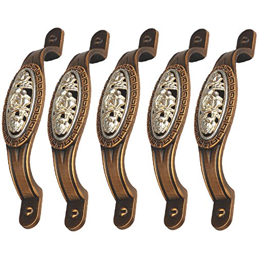 FBSHOP(TM) 5pcs Vintage Rose,Antik-Stil, Schrankknauf, Türknauf, Shabby-Chic-Stil,Zink Legierung Möbelknauf für Schränke, Schubladen, Anrichte, Schlafzimmer, Badezimmer von FBSHOP(TM)