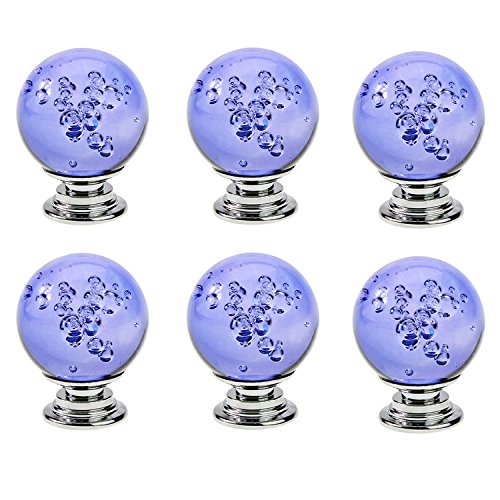 FBSHOP(TM) 6 Stück Lila Bubbles Ball Kristallglas Möbelgriffe Türknöpfe Möbelknopf Knäufe Tür der Schublade ,Schrank , Kleiderschrank von FBSHOP(TM)