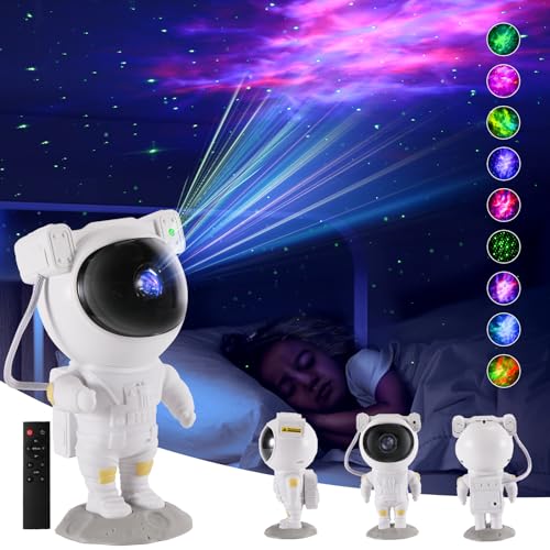 Astronaut Sternenhimmel Projektor, LED Nachtlicht Galaxy Projektor mit 17 Modi, Timer und Fernbedienung, Schlafzimmer Decke Projektionslampe Sternenprojektor, Geschenk für Kinder und Erwachsene von FBSPORT