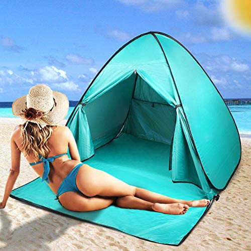FBSPORT Strandzelt, Pop-Up-Strandschatten für 2–3 Personen, UPF 50+, Sonnenschutz, Strandüberdachung, sofortiges tragbares Zelt mit Tragetasche von FBSPORT