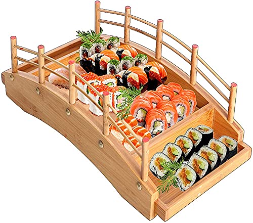 Sushi Bridge Boot Holz Sashimi Servierplatte Brett Tablett Boden Zerlegen Enthalten-38cm von FBWSM