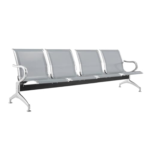 FBasic Sitzbank für Wartezimmer aus Stahl mit 4 Sitzplätzen 240x71x78H Farbe Silber | Airport von FBasic