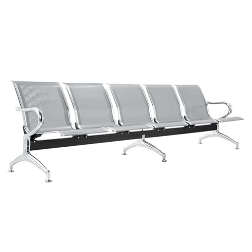 FBasic Sitzbank für Wartezimmer aus Stahl mit 5 Sitzplätzen 299x71x78H Farbe Silber | Airport von FBasic