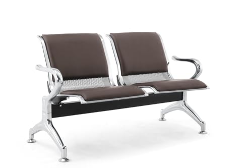 FBasic 2er-Stahlbank 125x71x78H Silber für Wartezimmer | Mit Sitz- und Rückenkissen Dunkelbraun 114 | Bank mit Armlehnen FBasic 2er-Stahlbank 125x71x78H Silber für Wartezimmer | Mit Sitz- und Rückenkissen Dunkelbraun 114 | Bank mit Armlehnen von FBasic