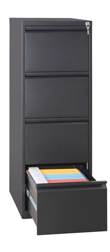 FBasic Aktenschrank aus Metall - mit vier Schubladen - Schwarz von FBasic