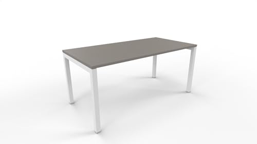 FBasic Büro-Schreibtisch – Gestell aus weißem Metall und Tischplatte aus Steingrau – 160 x 80 x 74 cm von FBasic