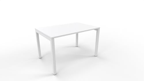 FBasic Büro-Schreibtisch – Gestell aus weißem Metall und weißer Holzplatte – 120 x 80 x 74 cm von FBasic