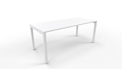 FBasic Büro-Schreibtisch – Gestell aus weißem Metall und weißer Holzplatte – 180 x 80 x 74 cm von FBasic