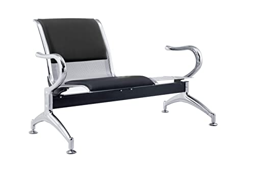 FBasic Sitzbank für Wartezimmer aus Stahl mit 2 Sitzplätzen 125x71x78H Farbe Silber | Airport von FBasic