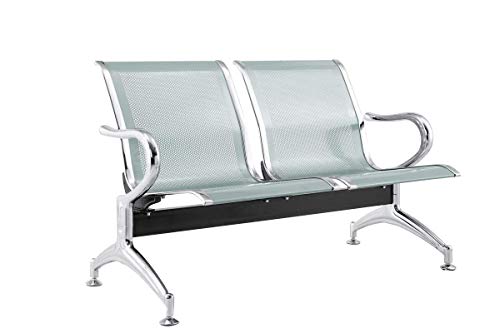 FBasic Sitzbank für Wartezimmer aus Stahl mit 2 Sitzplätzen 125x71x78H Farbe Silber | Airport von FBasic