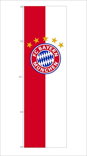 FC Bayern Hissfahne XL Flagge Logo 150 x 400 cm mit 5 Kunststoff-Karabinerhaken für Fahnenmas von FC Bayern München