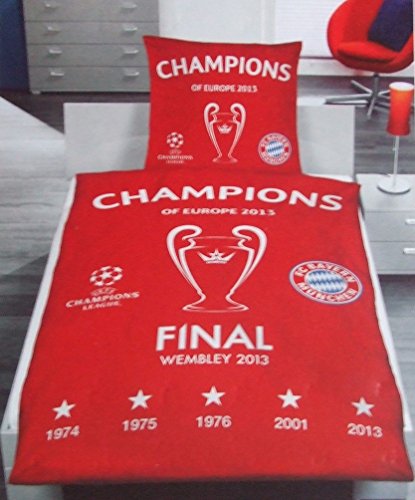 FC Bayern München Bettwäsche, 1 x Kissenbezug 80 x 80 cm und 1 x Bettbezug 135 x 200 cm, 100% Baumwolle mit Knopfleiste von FC Bayern München