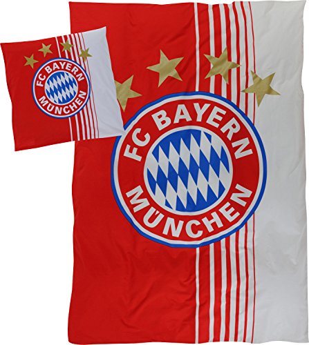 FC Bayern München Bettwäsche Baumwolle rot-weiß 135x200 + 1x 80x80 von FC Bayern München