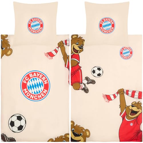 FC Bayern München Bettwäsche Berni Maskottchen 135 x 200 cm + 80 x 80 cm 100% Baumwolle Renforcé-Linon-Qualität Mia San Mia Alianz Arena Fußball FCB deutsche Größe mit Reißverschluss FC Bayern München Bettwäsche Berni Maskottchen 135 x 200 cm + 80 x 80 cm 100% Baumwolle Renforcé-Linon-Qualität Mia San Mia Alianz Arena Fußball FCB deutsche Größe mit Reißverschluss von FC Bayern München