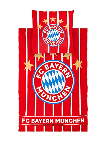 FC Bayern München Bettwäsche Streifen| Maße: 135x200 cm | Rot-Weiß von FC Bayern München