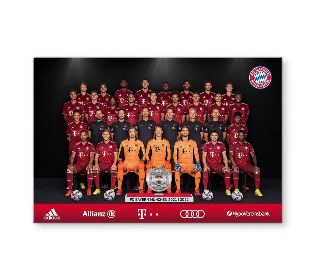 FC Bayern München Gemälde Fußball Glasbild Modern FC Bayern München Mannschaftsfoto, Sportverein Deko Bilder von FC Bayern München