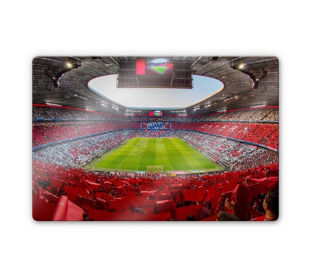 FC Bayern München Gemälde Fußball Glasbild FC bayern München Allianz Arena Rot Weiß, Sportverein Deko Bilder von FC Bayern München