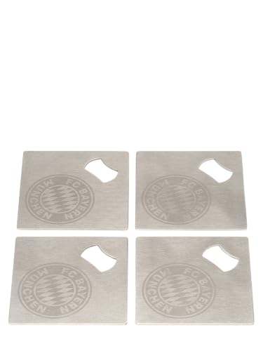 FC Bayern München Metalluntersetzer 4er-Set (Flaschenöffner) Silber I Fußball von FC Bayern München